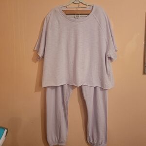 PINK Victoria's Secret Lilac Purple Lounge Pants And Crop Top Set,  XXL, NWOT